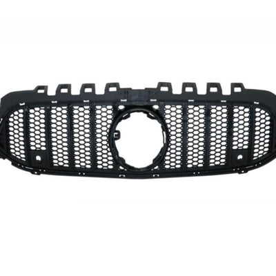 Grilă GTR Mesh Style negru pentru Mercedes A-Class W177 (2019+), vedere frontală, design sportiv tip fagure, material ABS rezistent.