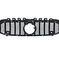 Grilă GTR Mesh Style negru pentru Mercedes A-Class W177 (2019+), vedere frontală, design sportiv tip fagure, material ABS rezistent.