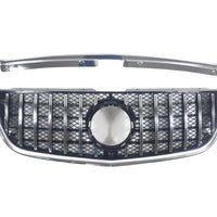 Grilă auto GTR Mesh Style cromată pentru Mercedes Vito W447 2014-2020, vedere frontală completă cu ramă cromată și design sportiv.