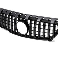 Grilă frontală GTR neagră compatibilă cu Mercedes CLA W117 (2013–2015), fabricată din ABS rezistent, design cu lamele verticale pentru un look agresiv.