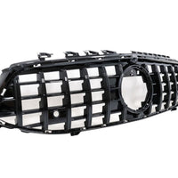 Grilă GTR Mercedes CLA W118 (2019+), fotografie frontală pe fundal alb, design sportiv cu finisaj negru lucios.