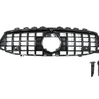 Grilă frontală GTR neagră compatibilă cu Mercedes CLA W118 (2019+), design agresiv și sportiv, fabricată din ABS de calitate superioară.