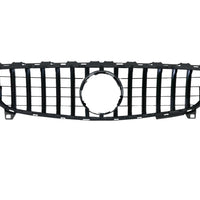 Grilă auto GTR negru pentru Mercedes A-Class W176 (2016–2018), vedere frontală, design sportiv cu lamele verticale, material ABS rezistent.