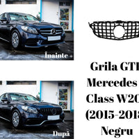 Grilă frontală GTR negru pentru Mercedes C-Class W205 (2015-2018), fabricată din plastic ABS de calitate superioară, stil sportiv și modern.