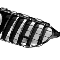 Grilă GTR negru lucios pentru Mercedes C-Class W205 (2019+), fotografie detaliată din unghi lateral, material ABS rezistent, stil sportiv.