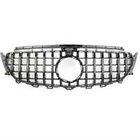 Grilă auto aftermarket GTR Negru pentru Mercedes E-Class W213 (2016-2019), vedere frontală pe fundal alb, design sportiv cu bare verticale.