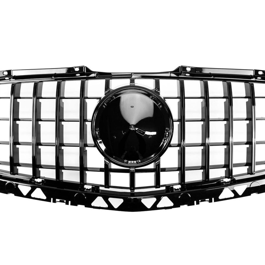 Grilă frontală GTR pentru Mercedes-Benz Sprinter W906 (2014–2017), piesă auto aftermarket fabricată din plastic ABS de calitate premium, finisaj negru lucios cu design robust și modern, vedere frontală centrată pe fundal alb.