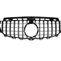 Grilă auto GTR cromată compatibilă cu Mercedes E-Class W213 (2016–2018), imagine frontală, design sportiv aftermarket.