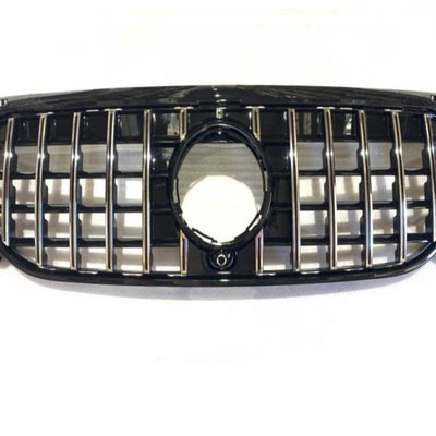 Set complet grilă GTR cromată pentru Mercedes GLB X247 (2016+), fabricată din ABS rezistent, vedere frontală cu piesele incluse.