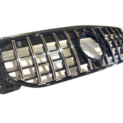 Grilă GTR cromată, design sportiv Progressive, compatibilă Mercedes GLB X247 (2016+), imagine detaliu lateral al componentului.