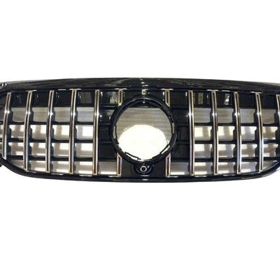 Grilă GTR cromată, compatibilă cu Mercedes GLB X247 (2016+), design tip Progressive, imagine frontală componentă auto aftermarket.