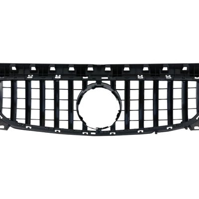 Grilă GTR gri pentru Mercedes CLA W117 2016–2018, vedere completă frontală, design sportiv AMG look, ABS durabil.