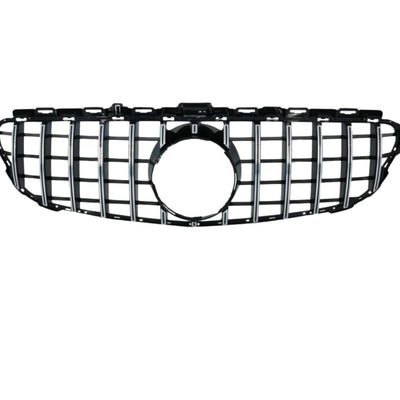 Grilă GTR gri crom pentru Mercedes C-Class W205 (2015–2018), vedere frontală, design sportiv și elegant, material ABS premium.