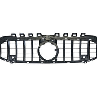 Vedere din spate a grilei GTR compatibile cu Mercedes A-Class W177 (2019+), arătând structura de prindere și designul robust din plastic ABS.
