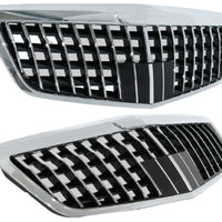 Grilă Maybach Look cromată pentru Mercedes S-Class W221 (2006–2013), vedere laterală, design premium cu finisaj lucios.