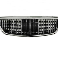 Grilă frontală Maybach Look cromată pentru Mercedes S-Class W222 (2014+), design vertical cu finisaj lucios și ramă cromată.