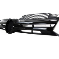 Grilă auto R compatibilă Volkswagen Golf 6, fotografie frontală detaliată a produsului din ABS negru lucios, design sportiv tip fagure, aftermarket.