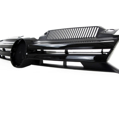 Grilă sport R aftermarket pentru VW Golf 6 (2008–2012), fotografie laterală ce evidențiază liniile sportive și detaliile de design, material ABS.