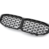 Grilă auto diamant BMW Seria 1 F40 (2019+), finisaj negru lucios, componentă frontală aftermarket din plastic ABS rezistent.