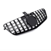 Grilă față GTR Look neagră pentru Mercedes E-Class W212, vedere frontală, design sportiv cu bare verticale, compatibilitate 2009–2012.