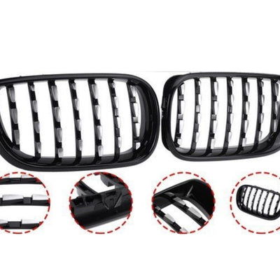 Grilă frontală BMW Seria 3 E46 2002–2004, model diamant cu inserții crom și ramă negru lucios, detaliu de aproape.