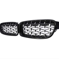 Set grilă diamant BMW Seria 3 F30/F31 (2012–2018), design sportiv negru lucios, piesă auto aftermarket ABS