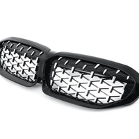 Grilă diamant compatibilă BMW Seria 3 G20 (2019+), vedere frontală pe fundal alb, material ABS premium, design sportiv aftermarket.