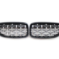 Set complet grile frontale Diamond M3 Look pentru BMW Seria 3 E90 Sedan/Touring 2006–2009, finisaj negru lucios, vedere frontală.