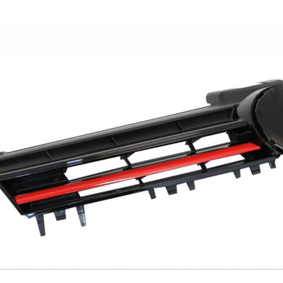 Detaliu lateral al grilei GTI pentru VW Golf 7 MK7, cu bandă roșie și fagure sportiv, material plastic ABS de înaltă calitate, stil GTI.