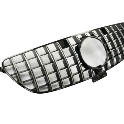 Grilă auto pentru Mercedes GLE W166 (2015–2018), vedere oblică, design GTR Look cu aspect premium sportiv.