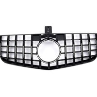 Grilă față GTR Look neagră pentru Mercedes E-Class W212, vedere frontală, design sportiv cu bare verticale, compatibilitate 2009–2012.