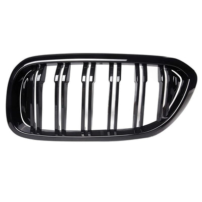 Vedere din față a unei grile duble cu lamele verticale, aspect M5, în nuanță black gloss. Proiectată pentru G30/G31 Pre LCI.
