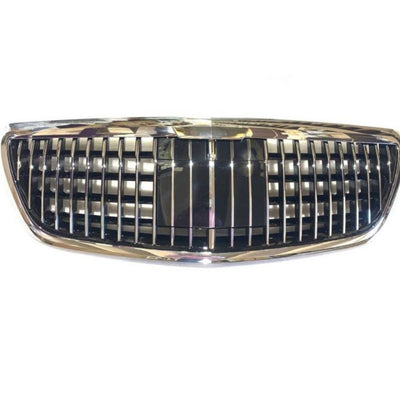 Grilă auto Maybach Look pentru Mercedes S-Class W222 (2014+), vedere din față, detalii cromate și design luxos inspirat Maybach.