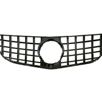 Grilă față GTR Look pentru Mercedes E-Class W207 Facelift (2013–2016), vedere frontală, design cu bare verticale cromate și suport emblemă centrală.