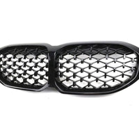 Grilă auto diamant BMW Seria 1 F40 (2019+), finisaj negru lucios, componentă frontală aftermarket din plastic ABS rezistent.
