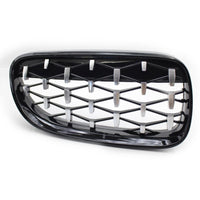 Set complet grile frontale Diamond M3 Look pentru BMW Seria 3 E90 Sedan/Touring 2006–2009, finisaj negru lucios, vedere frontală.