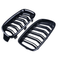 Set grilă frontală tip M dublă pentru BMW Seria 3 F30 (2012–2018), finisaj negru lucios, vedere frontală, plastic ABS de înaltă calitate