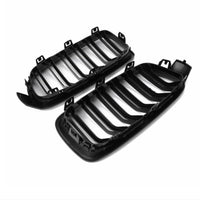 Set grilă frontală tip M dublă pentru BMW Seria 3 F30 (2012–2018), finisaj negru lucios, vedere frontală, plastic ABS de înaltă calitate