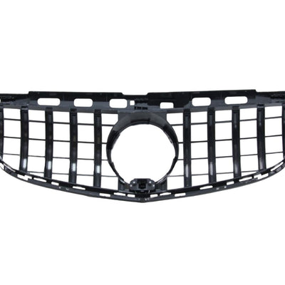 Grilă GTR Look compatibilă cu Mercedes-Benz E-Class W212 facelift 2013-2015, model cu bare verticale cromate, fabricată din ABS rezistent, imagine detaliu.
