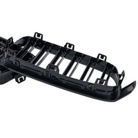 Set grilă frontală tip M dublă pentru BMW Seria 3 F30 (2012–2018), finisaj negru lucios, vedere frontală, plastic ABS de înaltă calitate