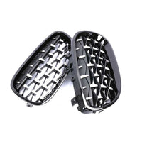 Set complet grile diamant pentru BMW Seria 5 E60/E61 (2004-2009), ramă neagră lucioasă, vedere frontală piesă auto aftermarket.