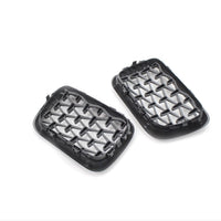 Set grile frontale BMW E36 (1997-1999), design diamant cu ramă neagră lucioasă, vedere frontală completă stânga + dreapta.