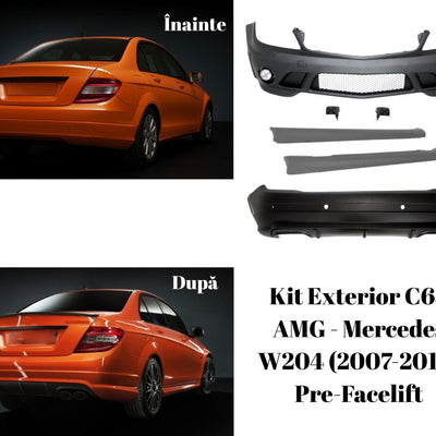 Aspect spate Mercedes W204 cu kit AMG C63 – modificare estetică completă, rezultat sportiv și elegant.