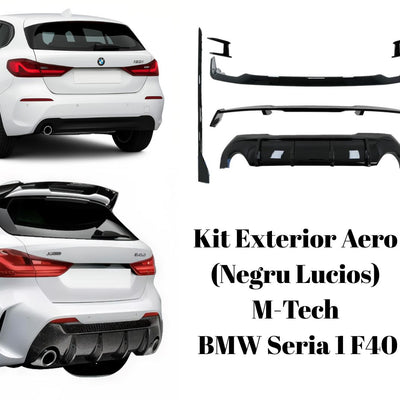 Imagine spate cu montaj complet al difuzorului sport din kitul Aero M-Tech pe BMW F40. Evidențiază integrarea perfectă cu designul original al mașinii și evacuarea dublă sport