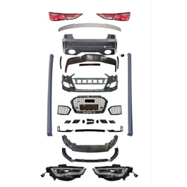 Piese componente kit conversie RS3 Facelift pentru Audi A3 8V Sedan (2013–2016) – bară față, bară spate, grile, faruri LED, stopuri
