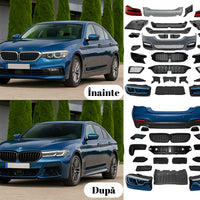 Kit exterior complet M5 LCI pentru BMW Seria 5 G30 (2017–2020) – toate piesele incluse
Descoperă în detaliu componentele pachetului de conversie M5 LCI pentru BMW G30. Setul include bara față, bara spate, grile, faruri, stopuri, evacuări sport, praguri și elemente aerodinamice. Perfect pentru un upgrade vizual complet și agresiv.