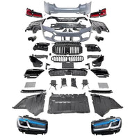Kit exterior complet M5 LCI pentru BMW Seria 5 G30 (2017–2020) – toate piesele incluse
Descoperă în detaliu componentele pachetului de conversie M5 LCI pentru BMW G30. Setul include bara față, bara spate, grile, faruri, stopuri, evacuări sport, praguri și elemente aerodinamice. Perfect pentru un upgrade vizual complet și agresiv.