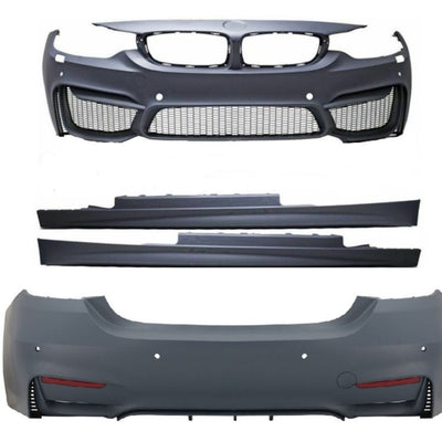 Kit exterior complet M4 Look pentru BMW F32/F33, include bară față, bară spate și praguri laterale – upgrade estetic sportiv.