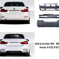 Kit exterior complet M4 Look pentru BMW F32/F33, include bară față, bară spate și praguri laterale – upgrade estetic sportiv.