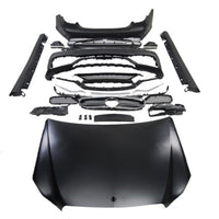 Kit exterior complet cu bară față, spate, capotă, grile și praguri laterale pentru Mercedes E-Class W212 facelift, transformare E63 AMG.